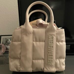 Steve Madden Cream Satchel with Quilted Design